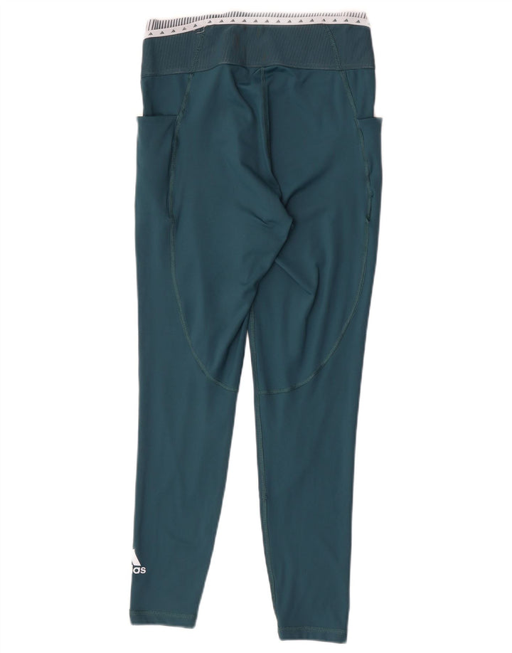 Adidas Damen Graphic Leggings UK 12/14 Mittelgrünes Colourblock-Polyester
