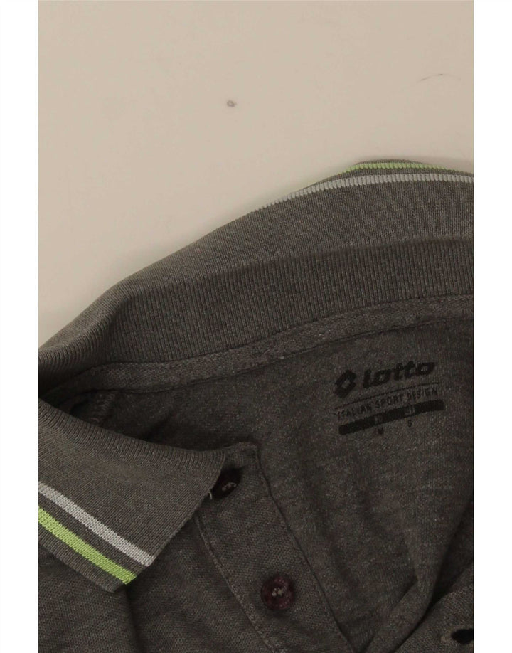 Lotto Herren-Langarm-Poloshirt, klein, grau gestreift