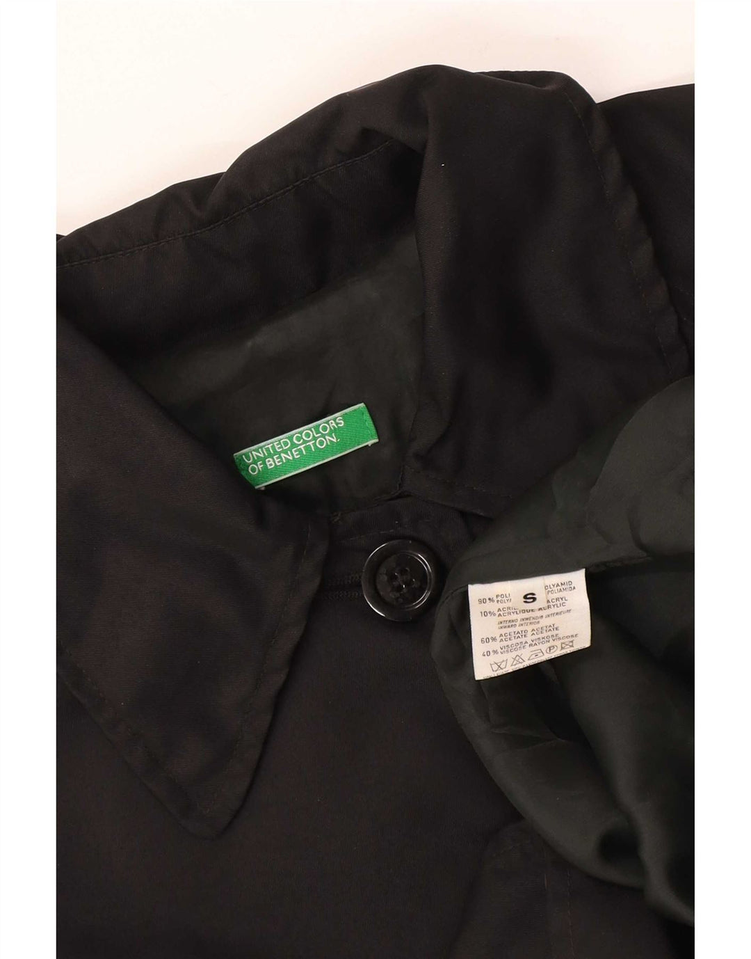 Benetton Damen Übergroßer Mantel UK 10 Small Schwarz Polyamid