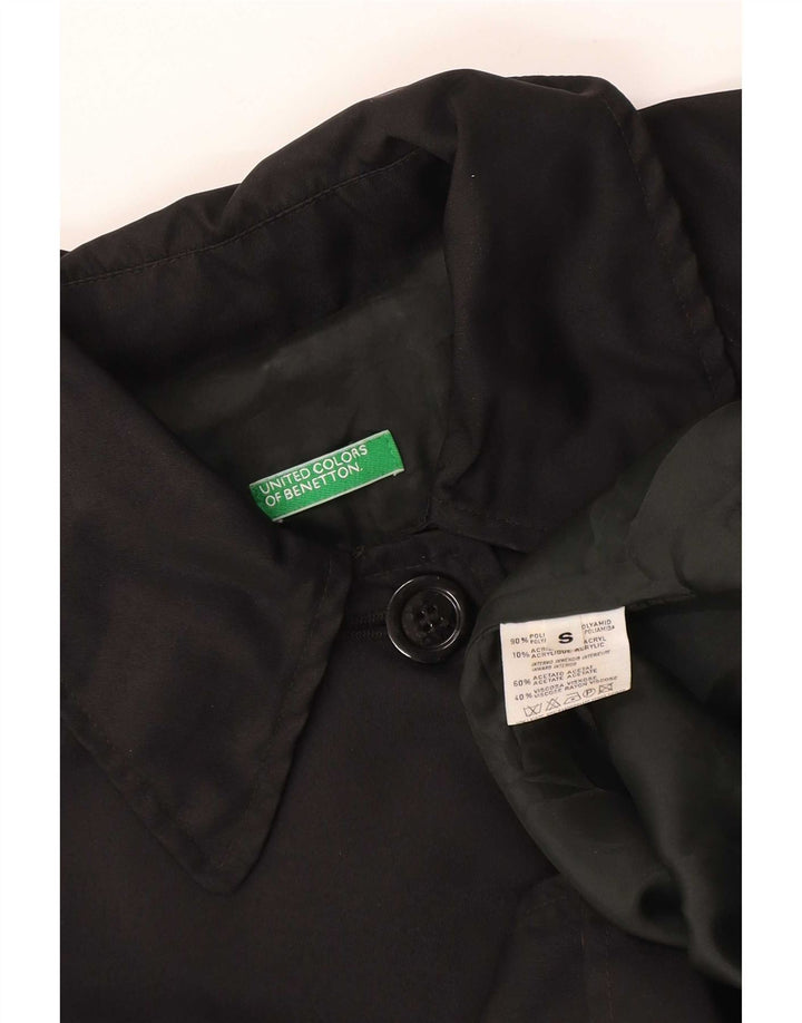 Benetton Damen Übergroßer Mantel UK 10 Small Schwarz Polyamid