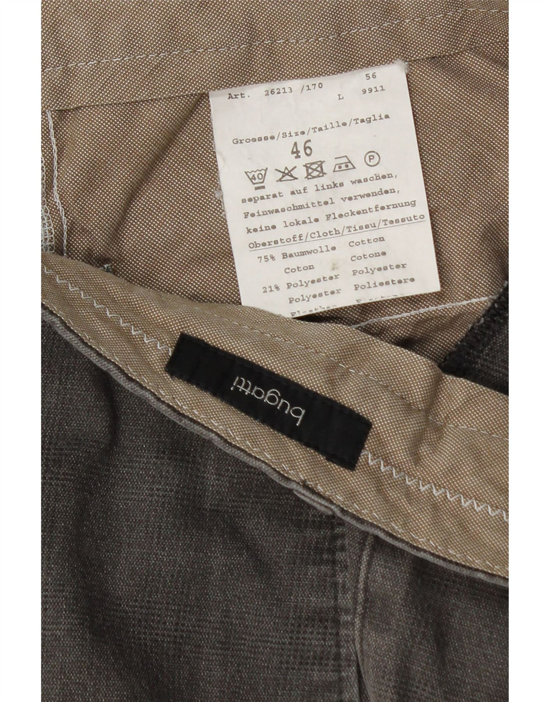 Bugatti Herren gerade Anzughose IT 46 Small W32 L30 grau karierte Baumwolle