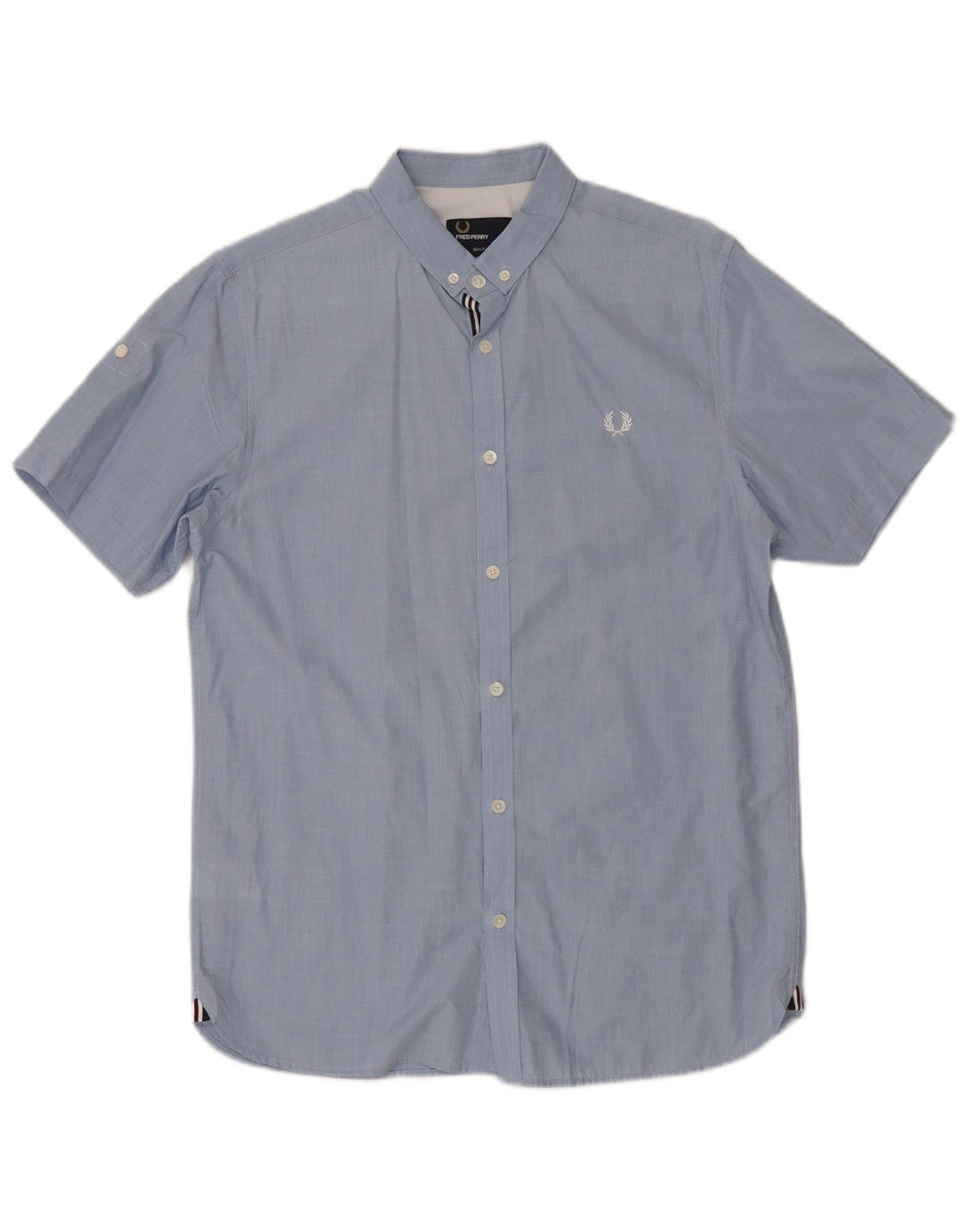 Fred Perry Herren Slim Fit Kurzarmhemd aus mittelblauer Baumwolle