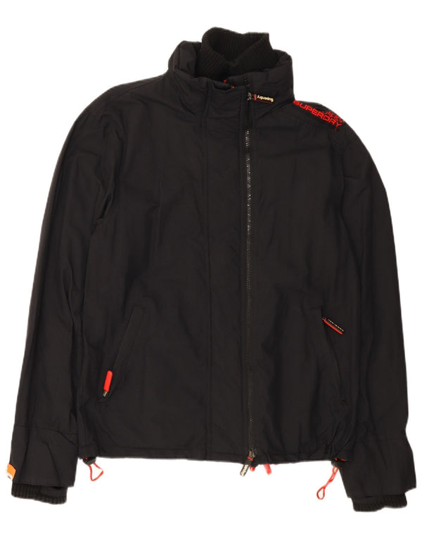 Superdry Womens Windcheater Graphic Windbreaker Jacket UK 16 Large Black