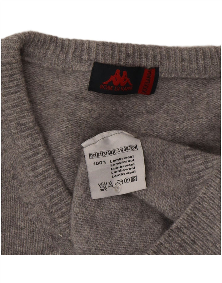 Kappa Herren-Pullover mit V-Ausschnitt, 3XL, grau gefleckte Lammwolle