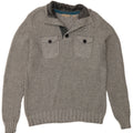 Ted Baker Herren-Pullover mit Knopfkragen, Größe 4, groß, graue Baumwolle