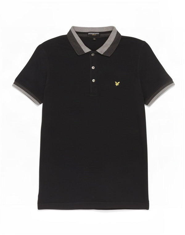 Lyle & Scott Herren-Poloshirt aus mittelschwarzer Colourblock-Baumwolle