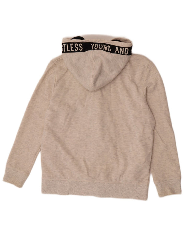 Zara Jungen-Kapuzenpullover mit grafischem Reißverschluss, 11–12 Jahre, gebrochenes Weiß gefleckt