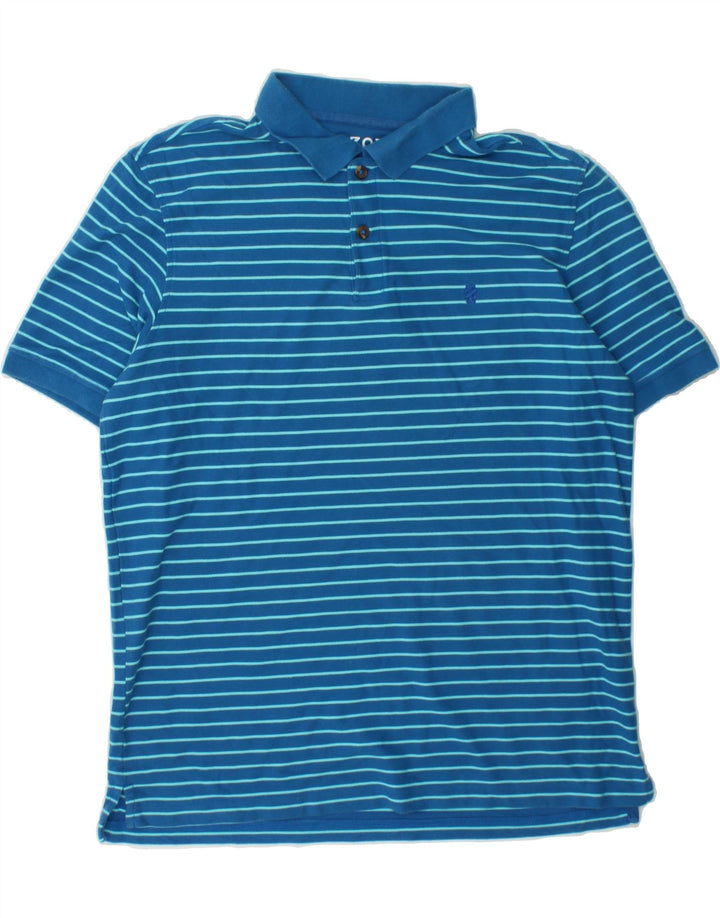 IZOD Mens Polo Shirt Large Blue Striped Cotton Vintage Izod and Second-Hand Izod from Messina Hembry 