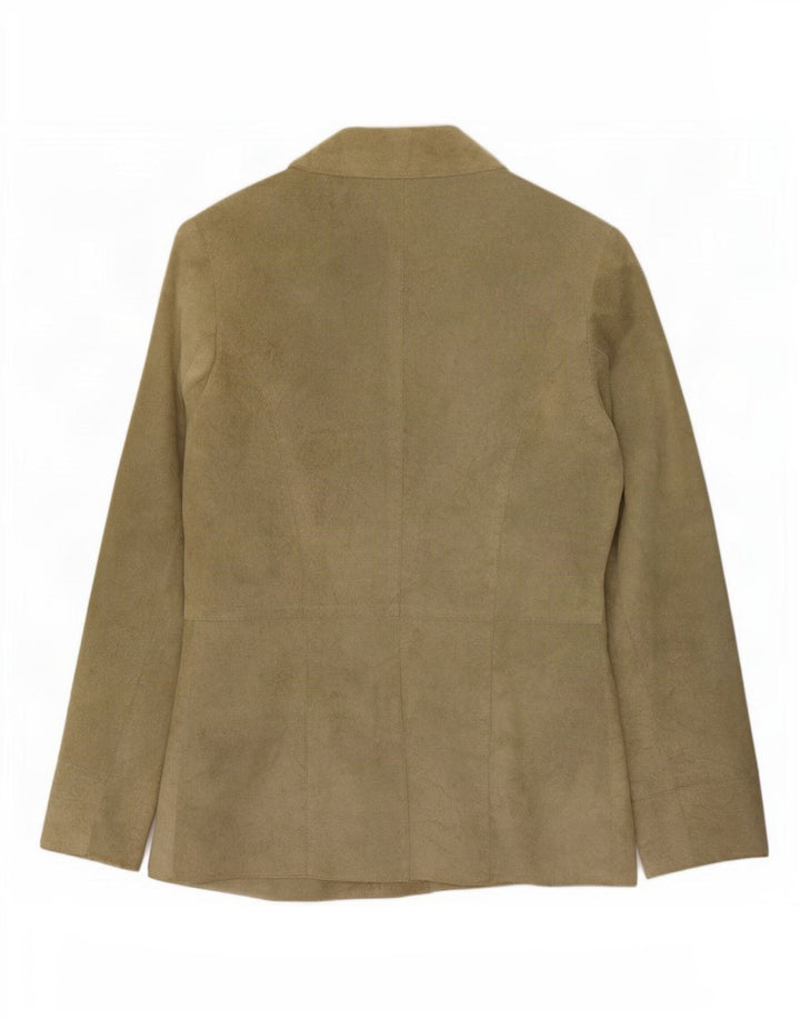 Olsen Damen-Blazer aus Wildleder mit 3 Knöpfen, Gr. 8, klein, grünes Acetat