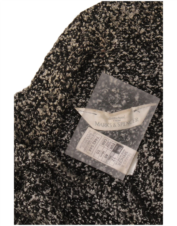 Marks & SPENCER Damen-Strickjacke, Gr. 12, mittelschwarz geflecktes Acryl