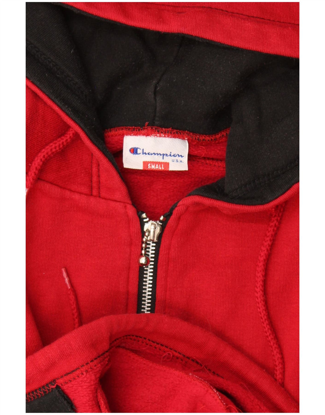 Champion Herren-Kapuzenpullover mit grafischem Reißverschluss, klein, Rot, Farbblock