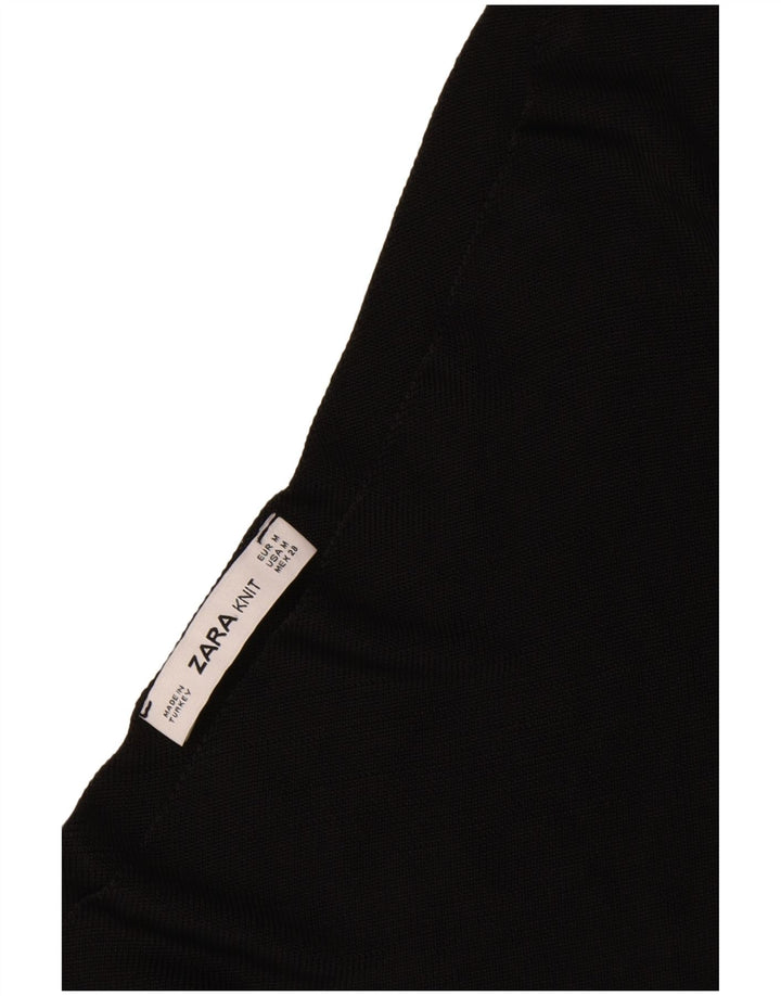 Zara Damen Crop One Shoulder Top UK 12 Mittelschwarze Viskose
