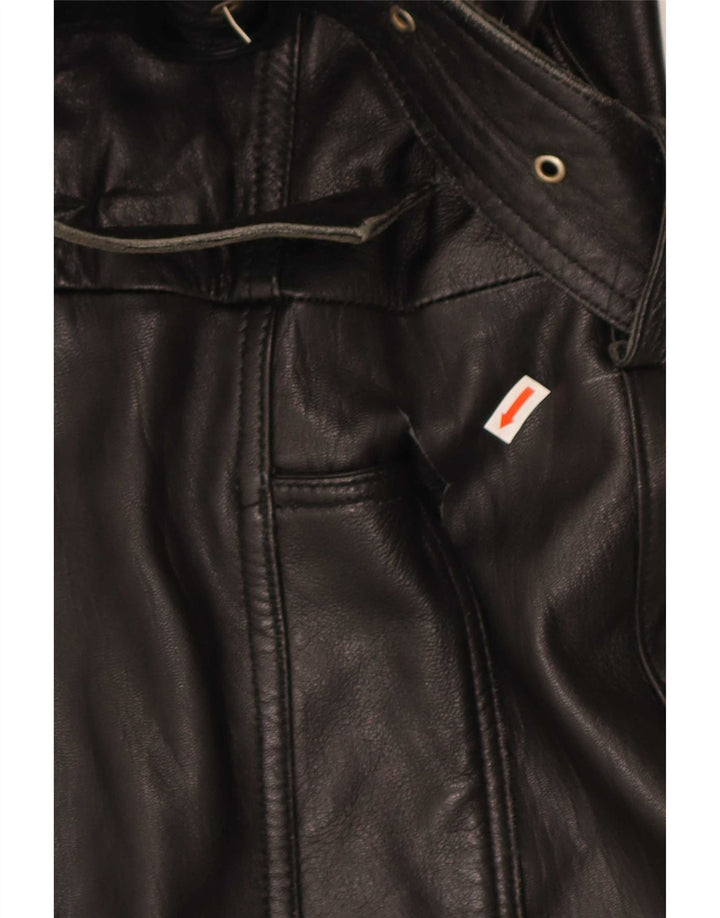Vintage Damen Ledermantel UK 16 Large Schwarz