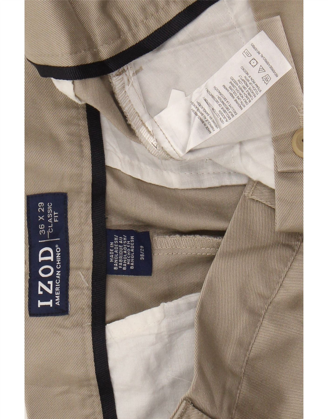 IZOD Herren-Chinohose mit klassischer Passform, gerade Passform, W36, L29, Beige, Baumwolle