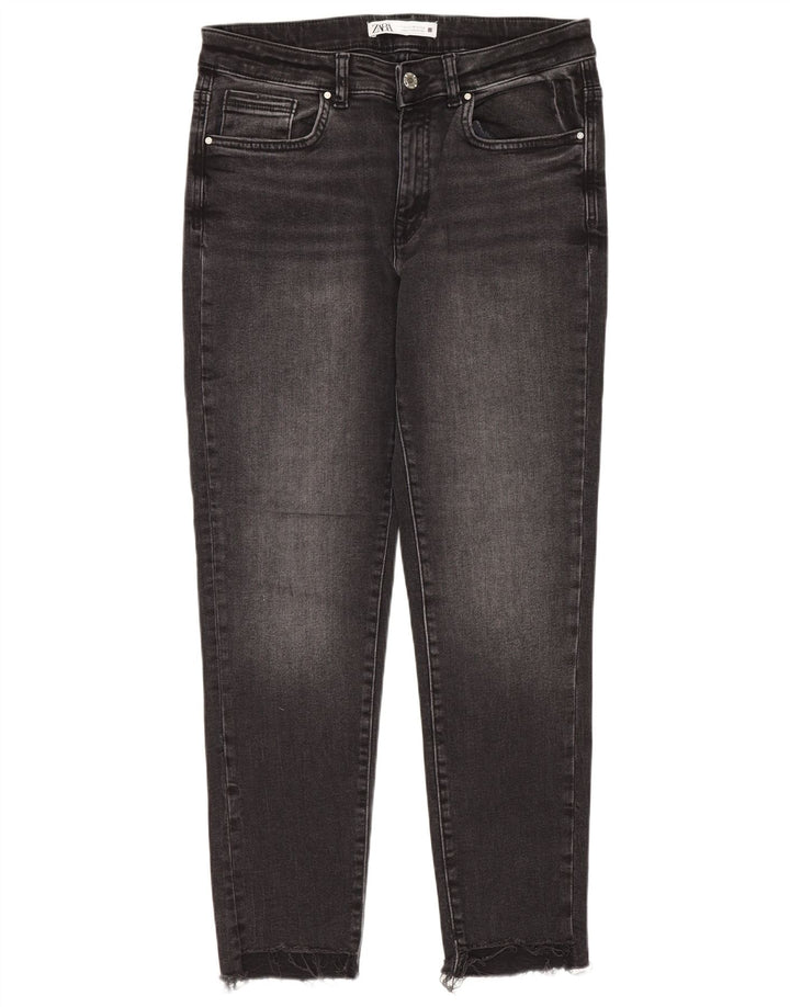 ZARA Damen Slim Jeans EU 42 Large W32 L27 Schwarz