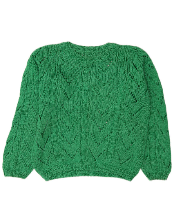 Vintage Damen Pullover mit U-Boot-Ausschnitt UK 14 Mittelgrün