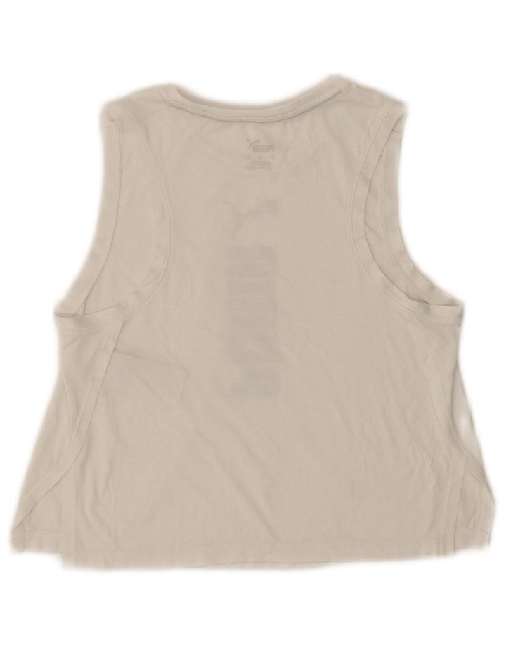 Puma Damen Crop Graphic Vest Top UK 6 XS Weiß Polyester