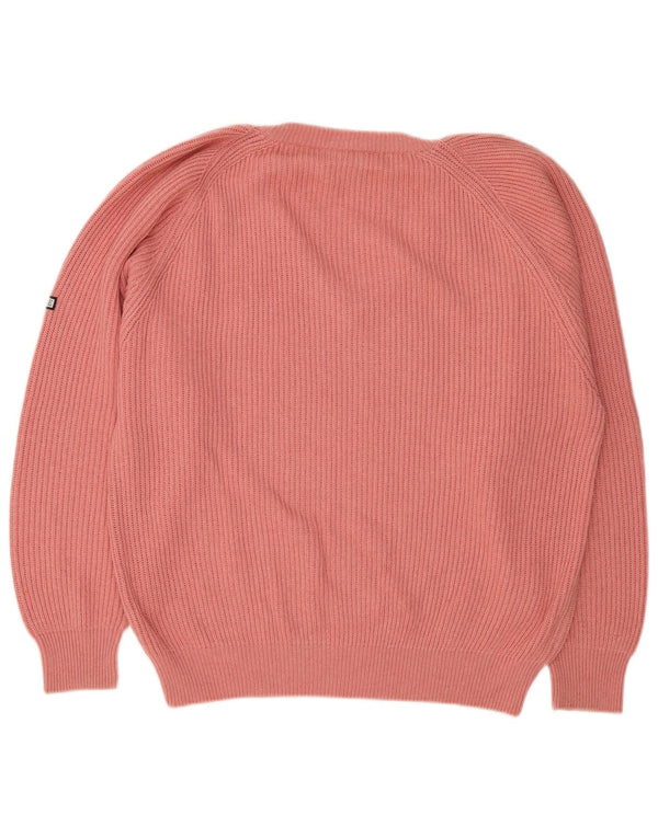 Navigare Damen-Pullover, übergroß, V-Ausschnitt, UK-Größe 14, mittelrosa, Baumwolle