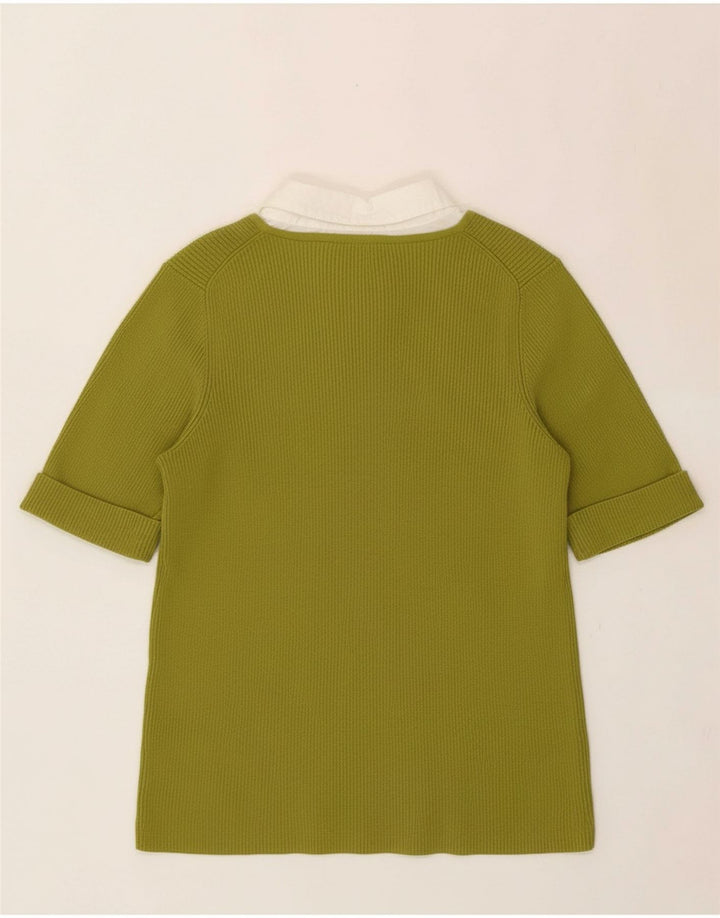MICHAEL KORS Womens Blouse Top UK 18 XL Green Cotton