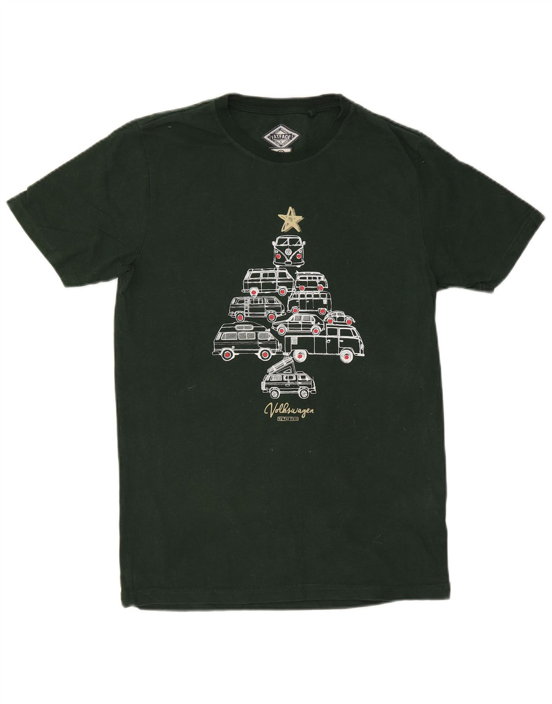 Fat Face Herren-T-Shirt mit Grafik, Größe S, Grün, Baumwolle