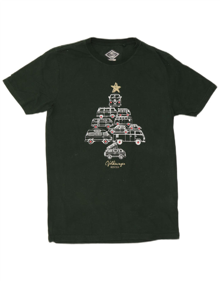 Fat Face Herren-T-Shirt mit Grafik, Größe S, Grün, Baumwolle