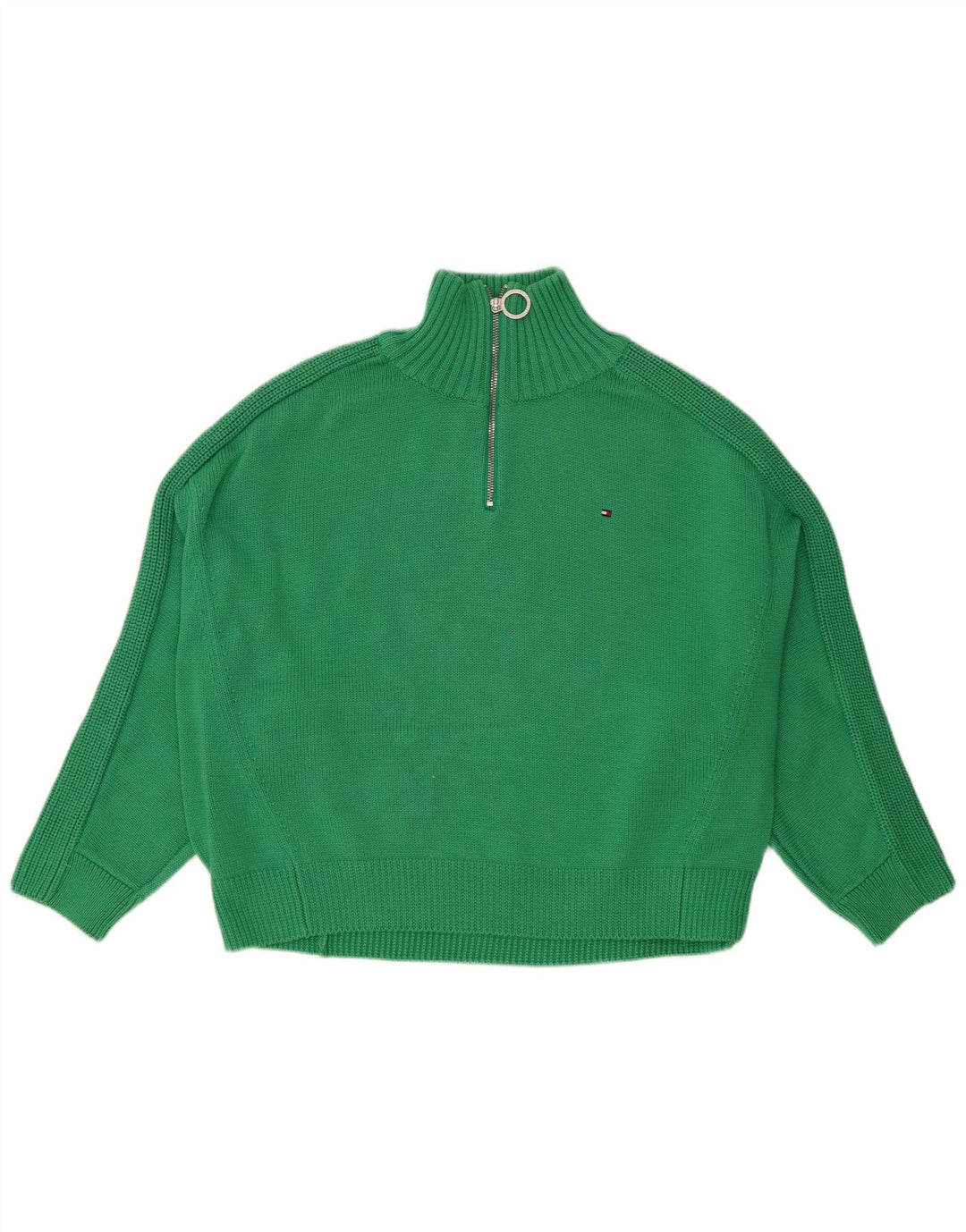 Tommy Hilfiger Damen-Pullover, übergroß, mit Reißverschluss, Gr. 14, Mittelgrün