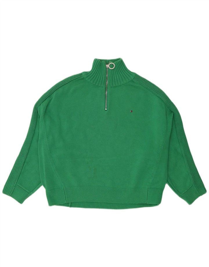 Tommy Hilfiger Damen-Pullover, übergroß, mit Reißverschluss, Gr. 14, Mittelgrün