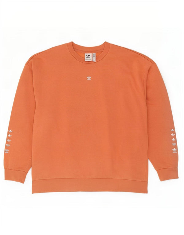 Adidas Womens Graphic Oversized Sweatshirt Pullover UK 14 Large Orange Baumwolle