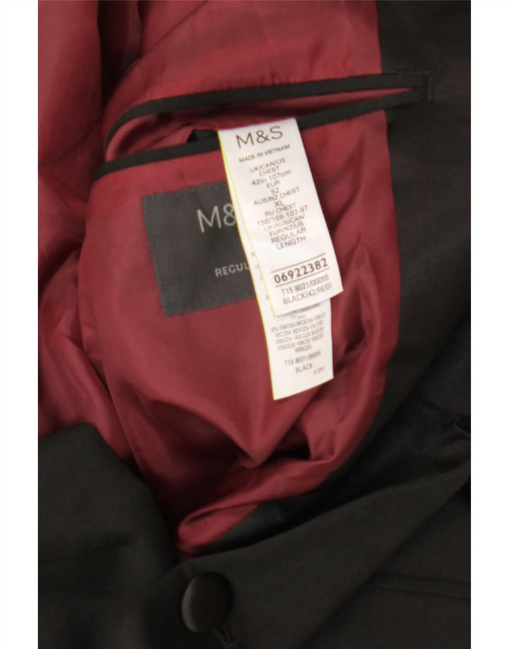 Marks & Spencer Herren-Blazer mit 2 Knöpfen, UK 42, XL, Schwarz, Polyester