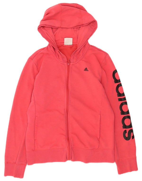 Adidas Damen Climalite Graphic Zip Hoodie Pullover UK 16/18 Large Pink
