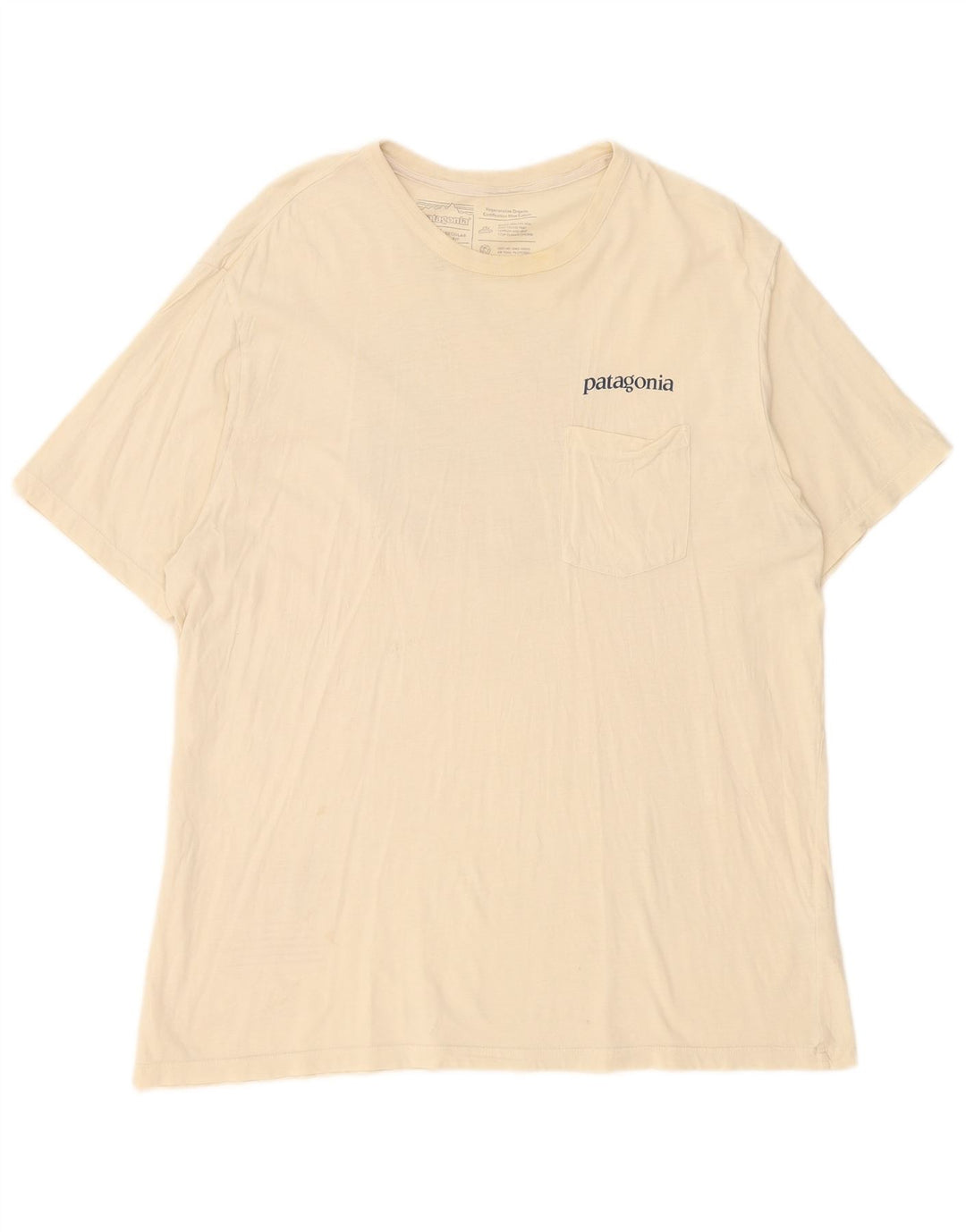 Patagonia Herren-T-Shirt mit normaler Passform, Grafik, Größe L, Beige