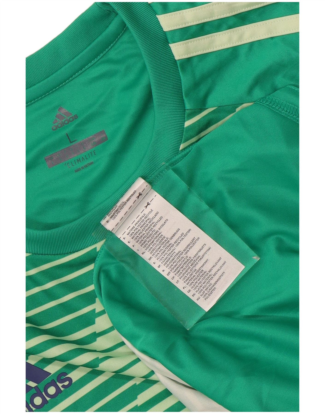 ADIDAS Herren Climalite T-Shirt Top Großes grün gestreiftes Polyester