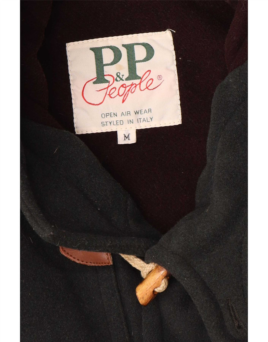 P&P People Herren-Dufflecoat mit Kapuze, UK 38, mittelgrüne Wolle