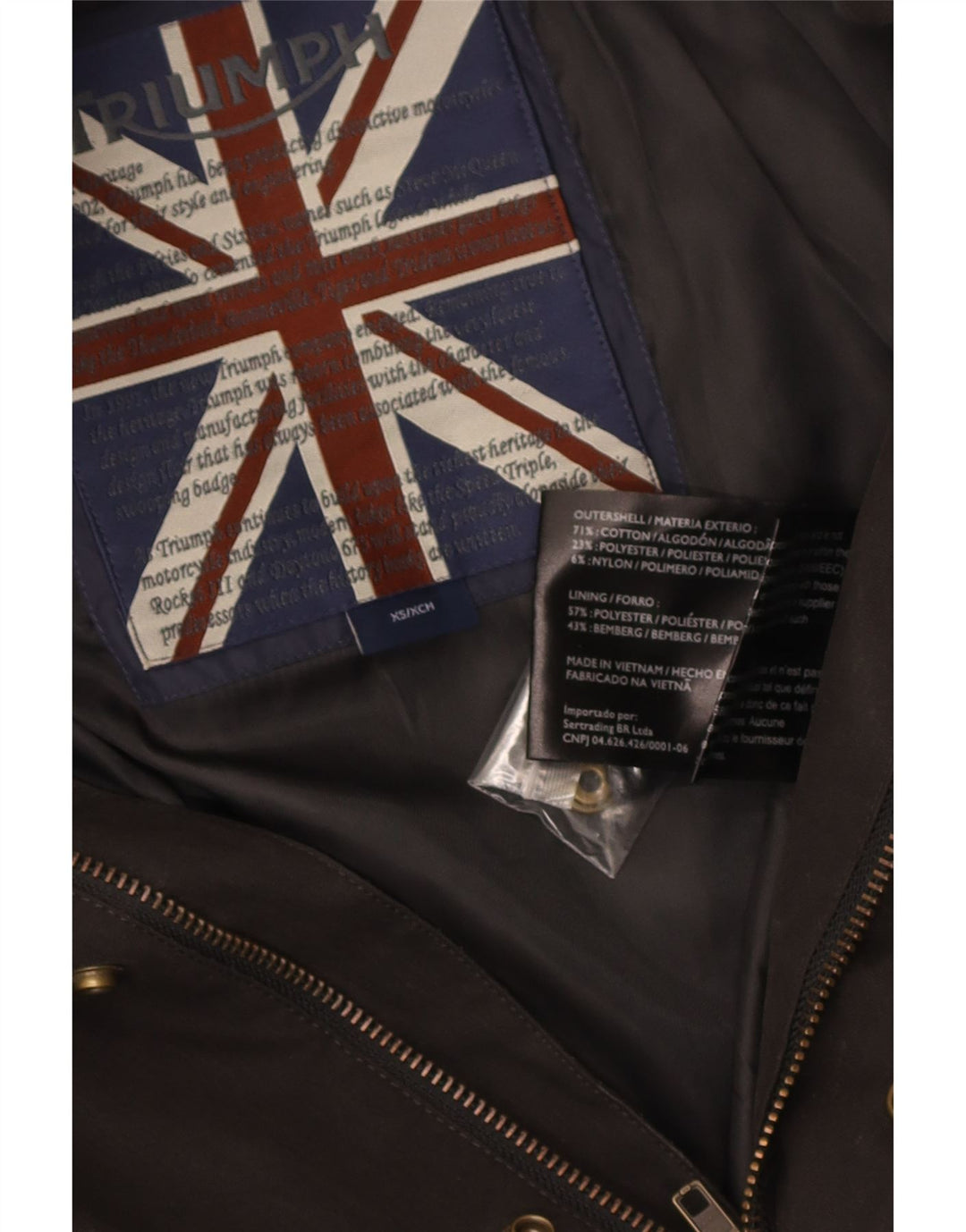 Triumph Herren Bomberjacke UK 34 XS Braune Baumwolle