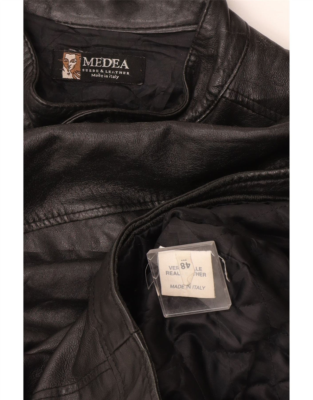 Vintage Herren Lederjacke IT 48 Mittelschwarzes Leder