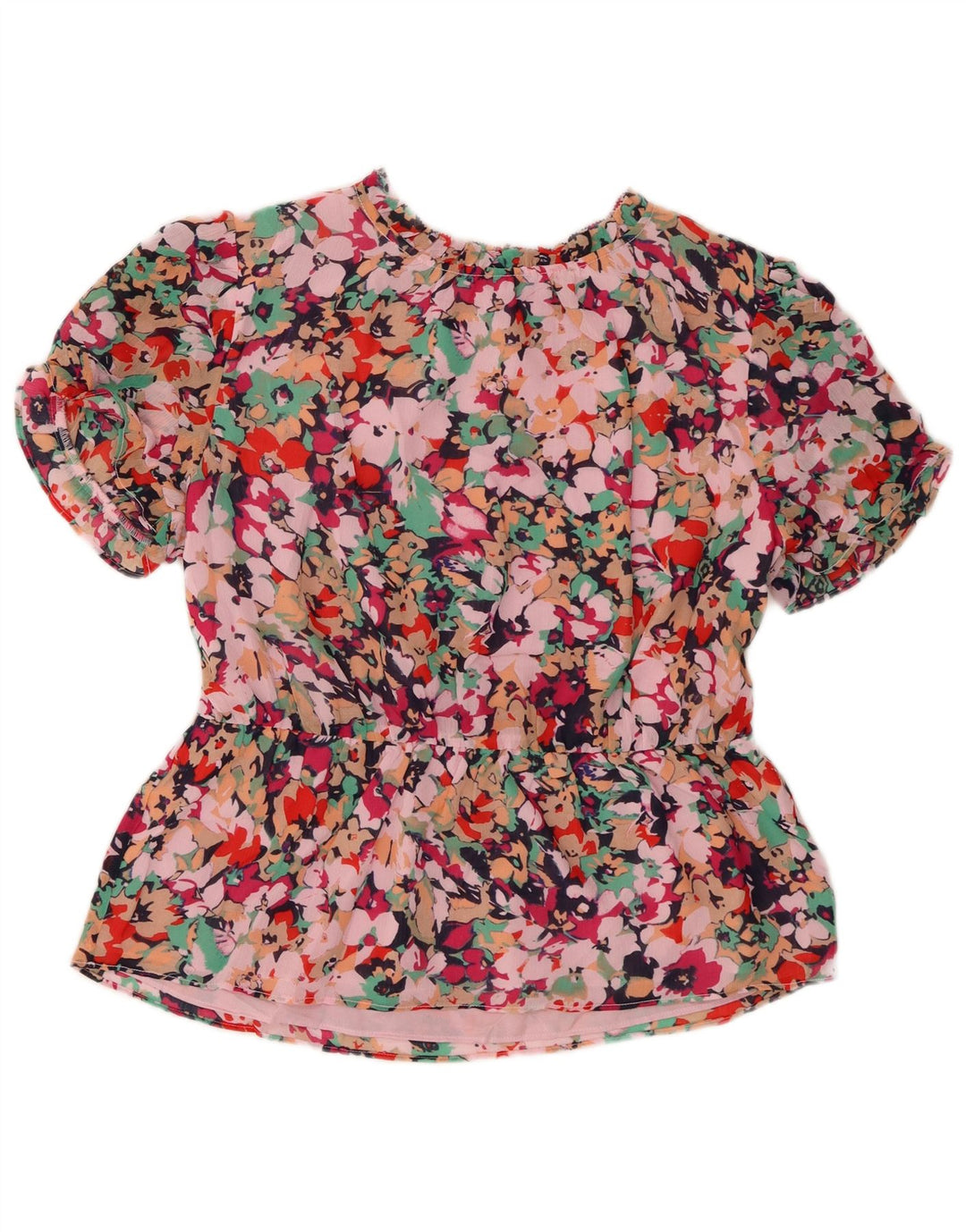 J. CREW Damen-Blusenoberteil UK 14 Mittelrosa geblümtes Polyester