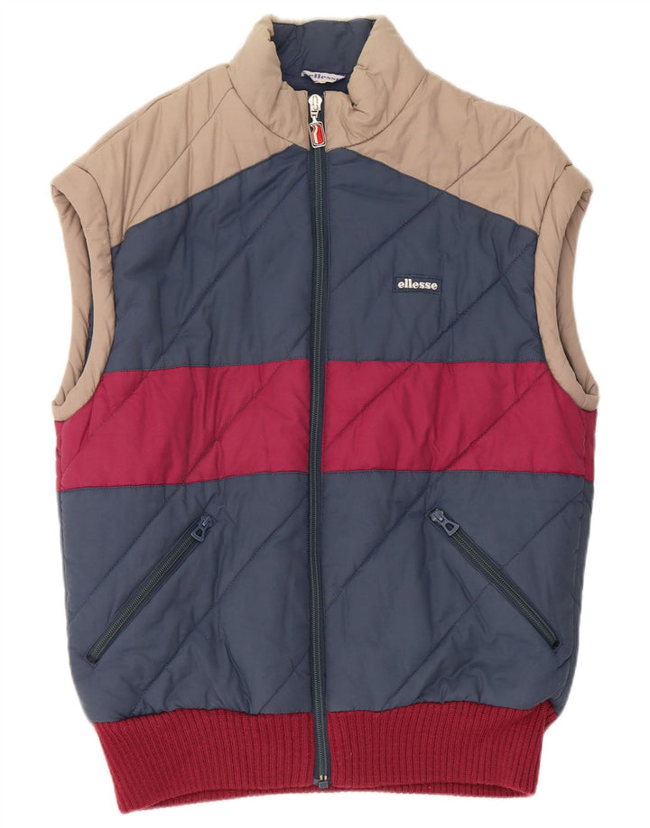 Ellesse Herren Wattierte Weste IT 48 Mittelblaue Colourblock-Baumwolle