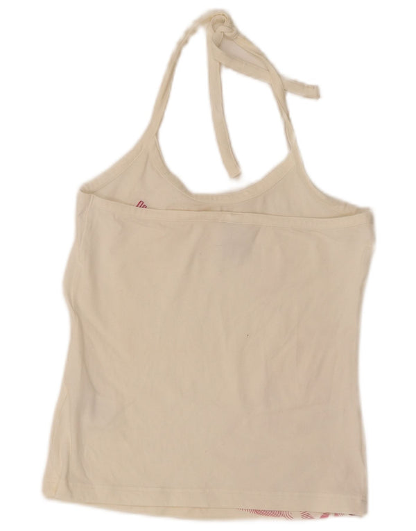 Adidas Damen Crop Vest Top UK 10 Small Off White Geometrische Baumwolle Sport