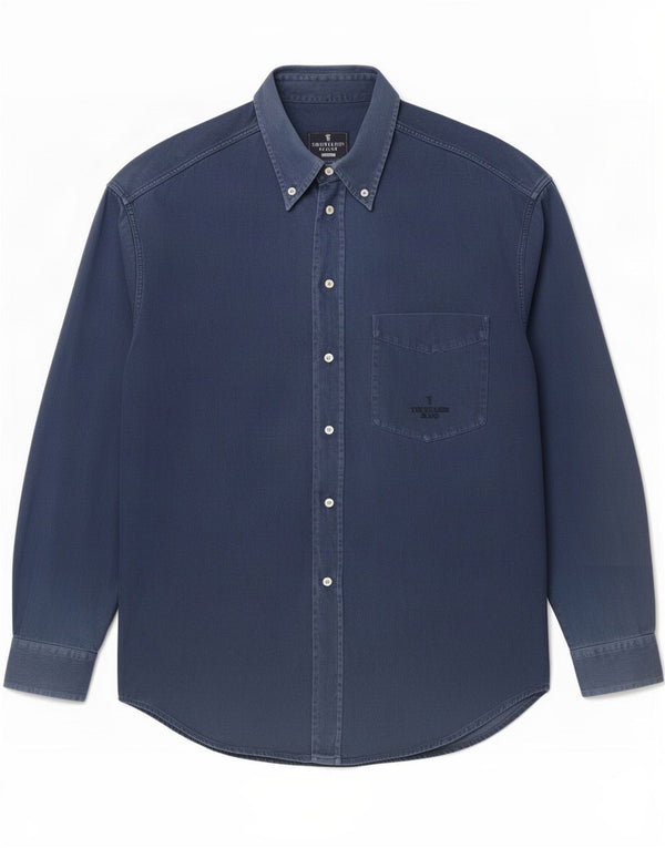 Trussardi Jeans Mens Shirt Medium Navy Blue Cotton