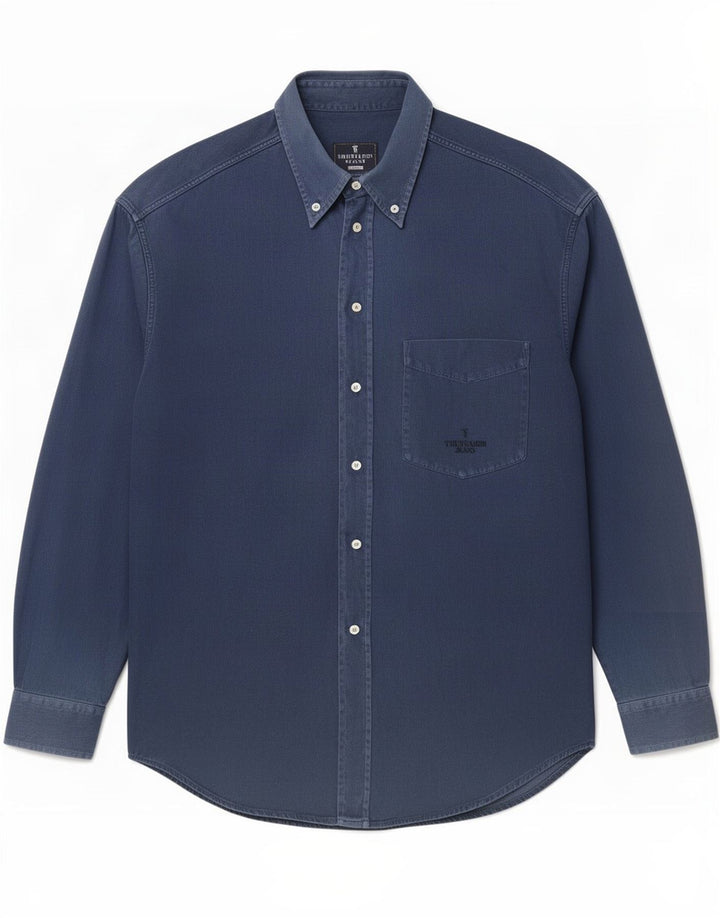 Trussardi Jeans Herrenhemd Mittelblaue Baumwolle