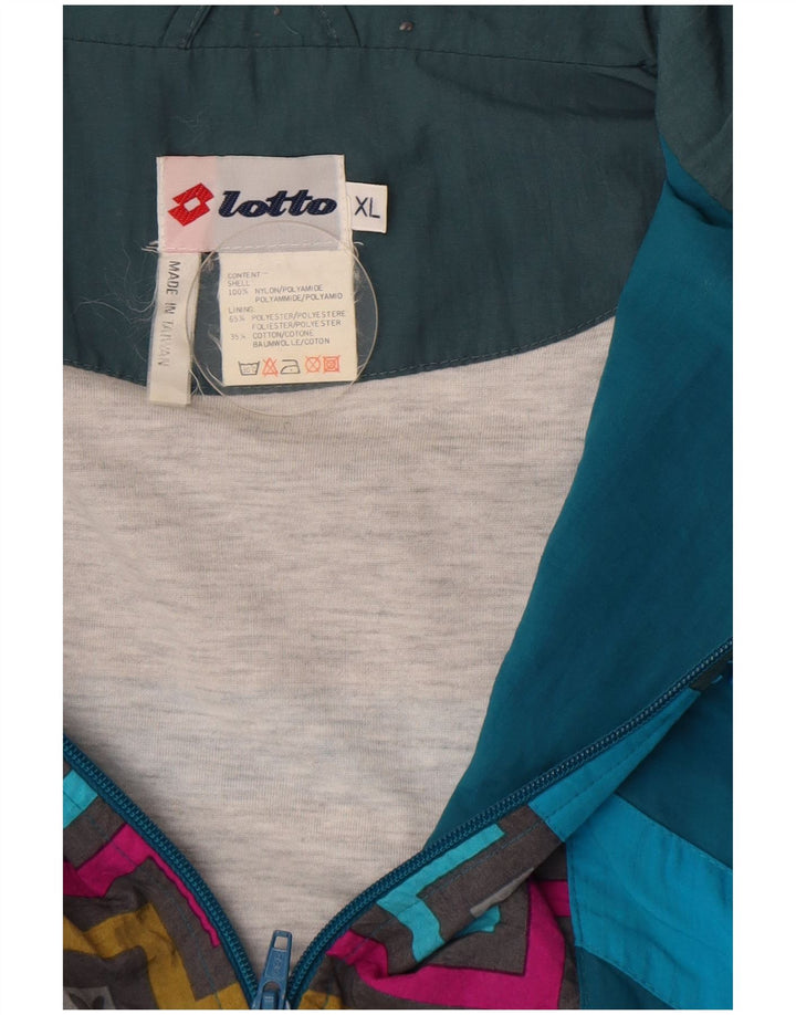 Lotto Herren-Trainingsanzug-Top-Jacke XL, blaues Colourblock-Polyamid