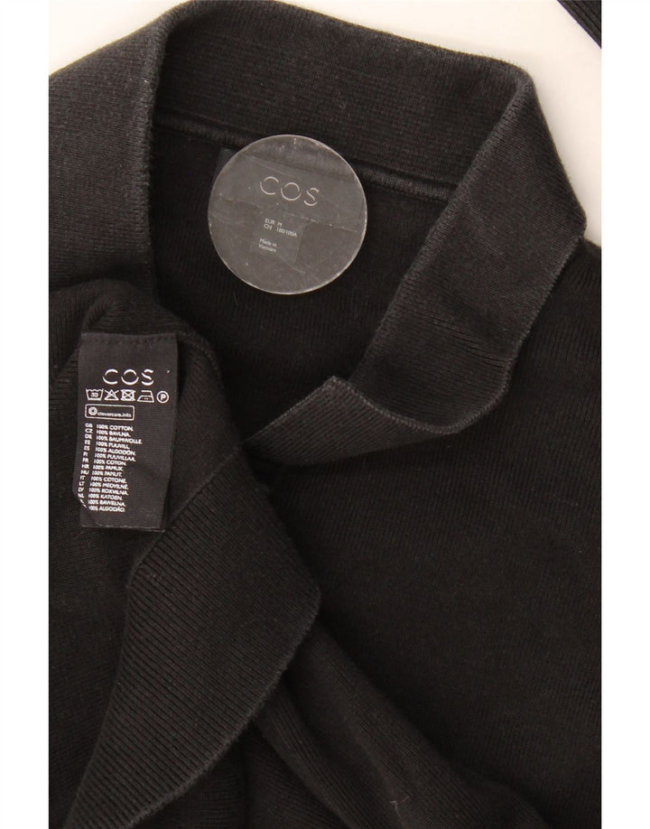 Cos Herren-Langarm-Poloshirt aus mittelschwarzer Baumwolle