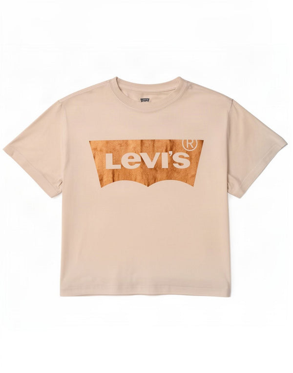Levi's Damen Crop Oversize Graphic T-Shirt Top UK 6 XS Weiße Baumwolle