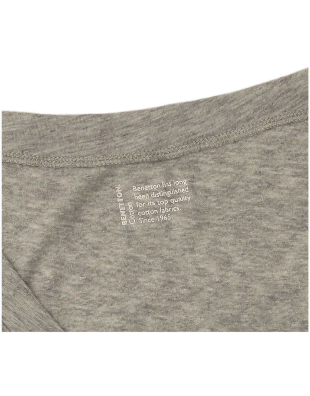 BENETTON Damen Grafik-T-Shirt-Oberteil UK 12 Mittelgrau meliert