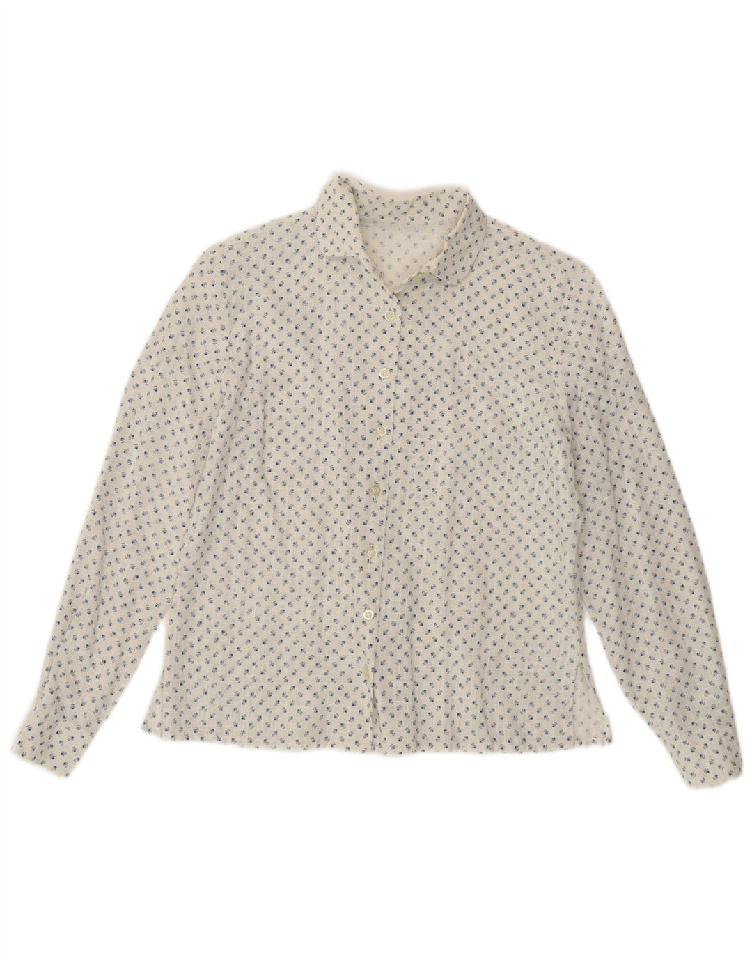Vintage Damen Shirt UK 14 Mittelweiß geblümt