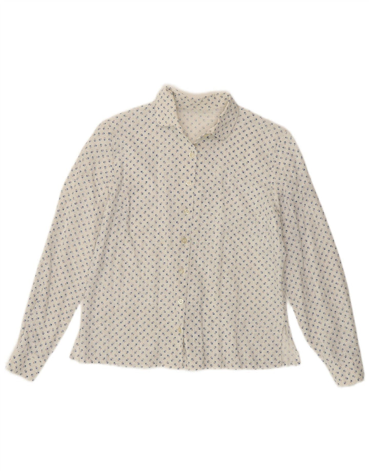 Vintage Damen Shirt UK 14 Mittelweiß geblümt