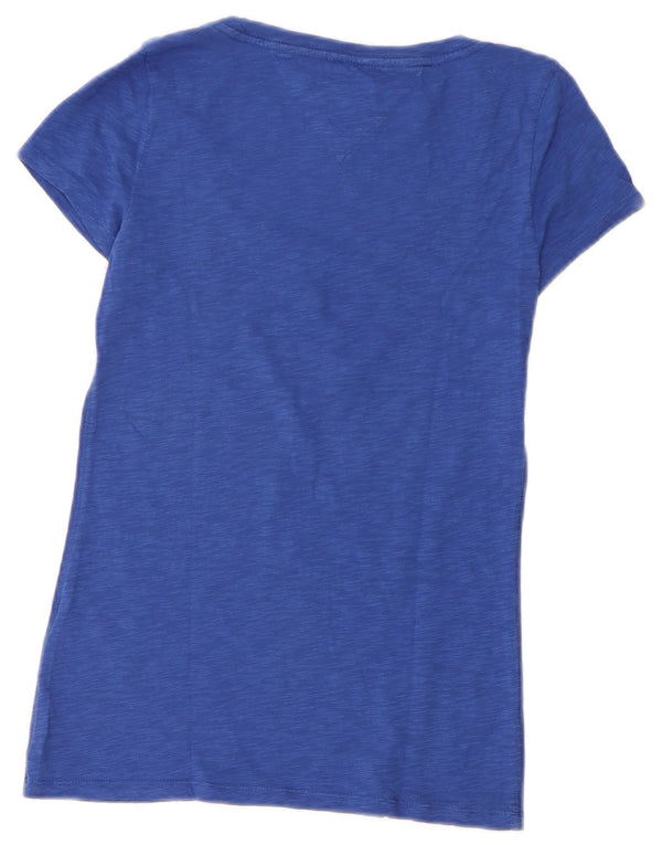 Tommy Hilfiger Damen T-Shirt Top UK 8 Small Blau meliert Baumwolle