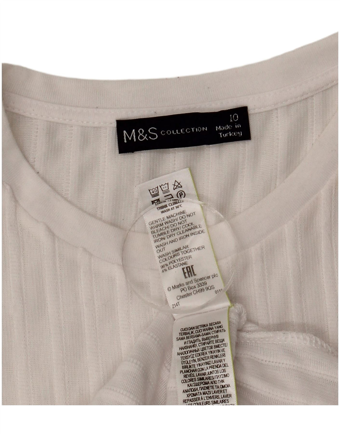 Marks & Spencer Damen Übergroßes Top Langarm UK 10 Small Weiß