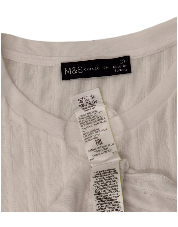 Marks & Spencer Damen Übergroßes Top Langarm UK 10 Small Weiß