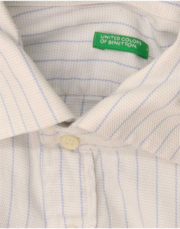 Benetton Herrenhemd Mittelweiß gestreift